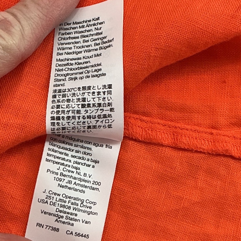 Womens J.Crew Summer Gauzy Linen Maxi Dress XL Orange Smocked Waist Boho - Picture 7 of 13
